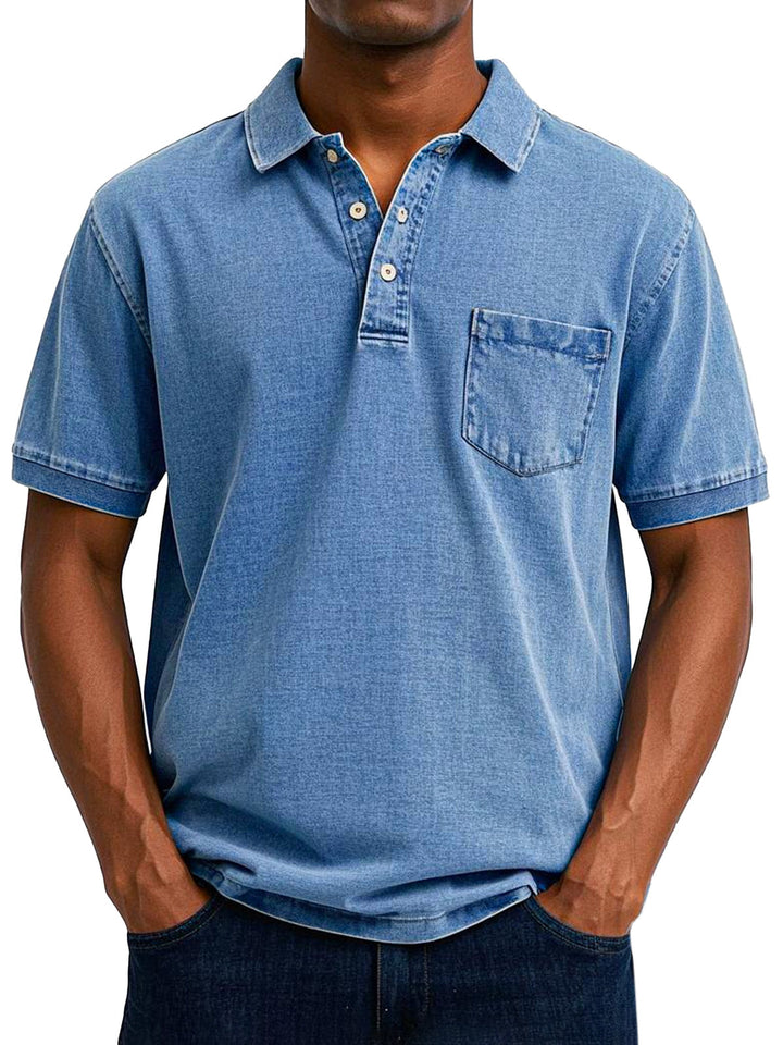 Gustav | Herren Vintage Kurzarm Polohemd mit Tasche