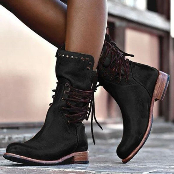 Wilhelmine | Damen Geschnürte Stiefeletten mit Absatz