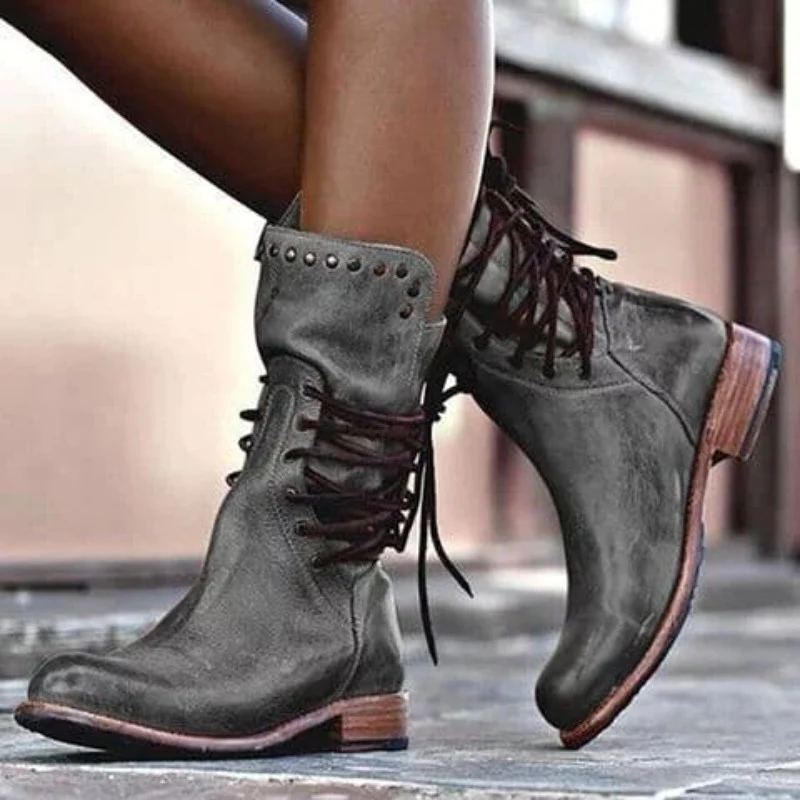 Wilhelmine | Damen Geschnürte Stiefeletten mit Absatz