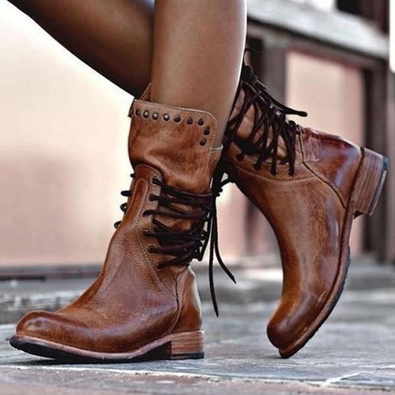 Wilhelmine | Damen Geschnürte Stiefeletten mit Absatz