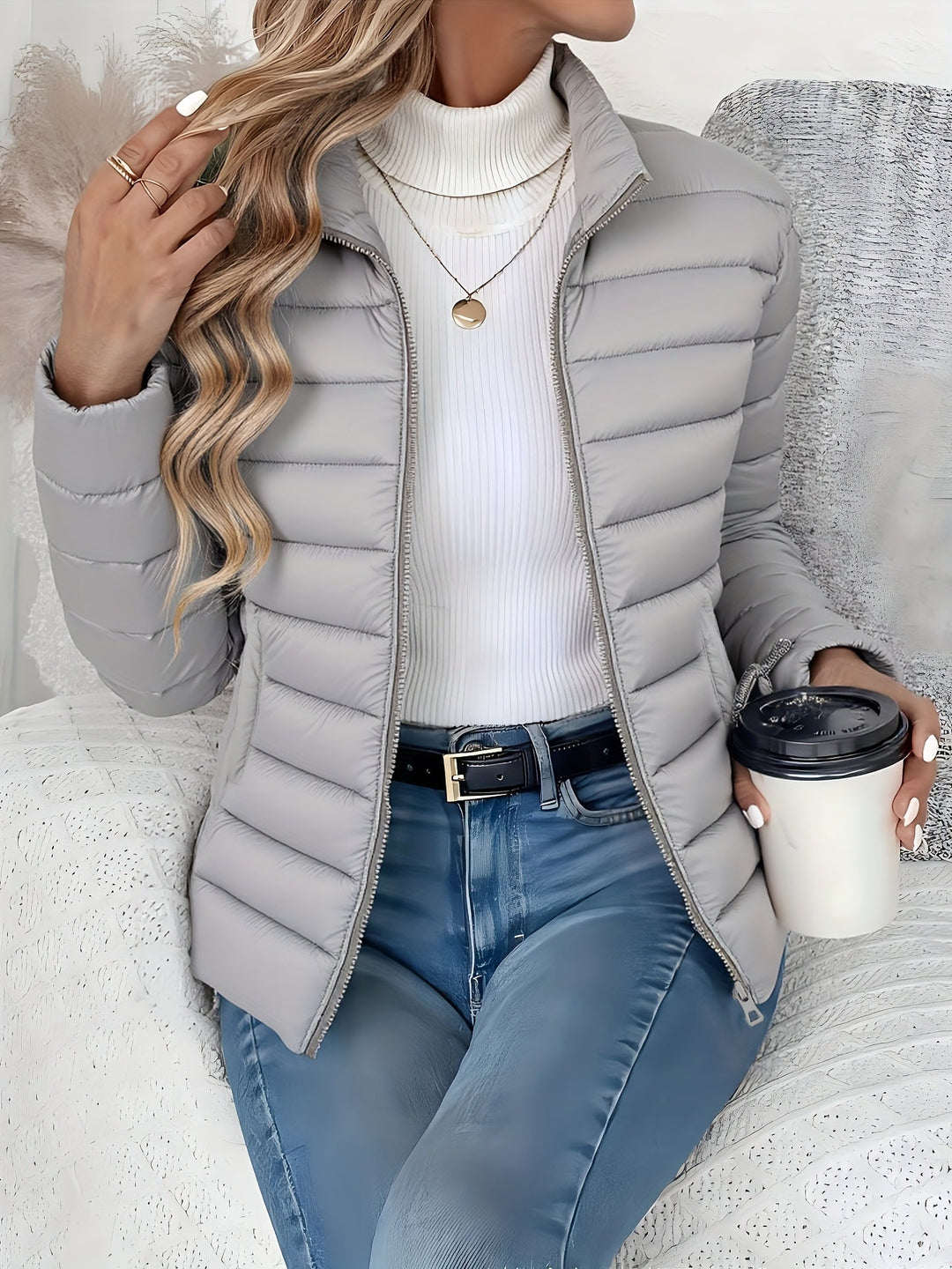 Cornelia | Damen Leichte Übergangsjacke mit Stehkragen