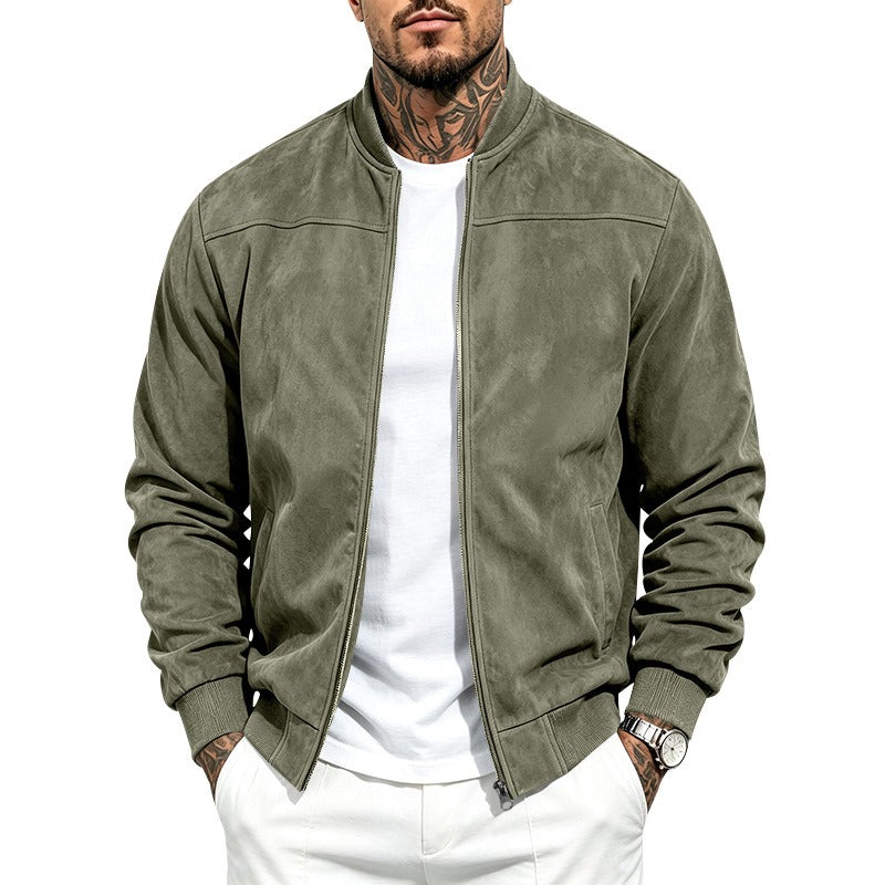 Dominik | Herren Wildleder Bomber Steppjacke