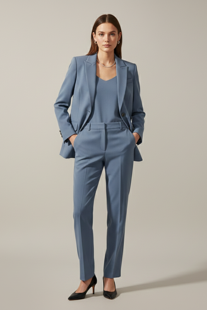 Hosenanzug Damen mit Kerbrevers und Gerader Hose