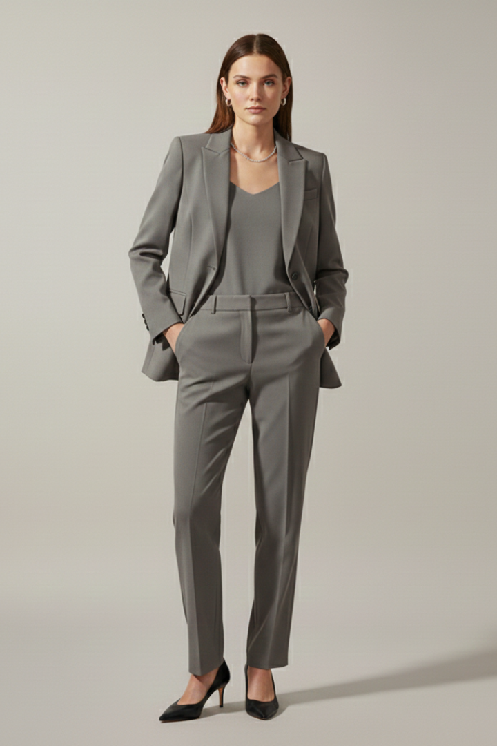Hosenanzug Damen mit Kerbrevers und Gerader Hose