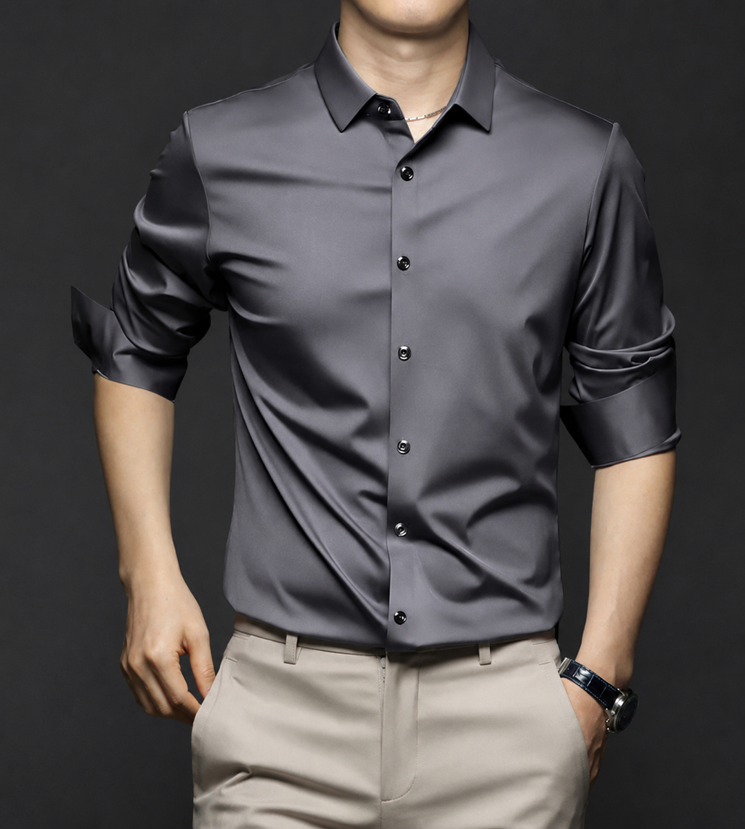 Adrian | Herren Satin Hemd Langarm Slim Fit Elegant