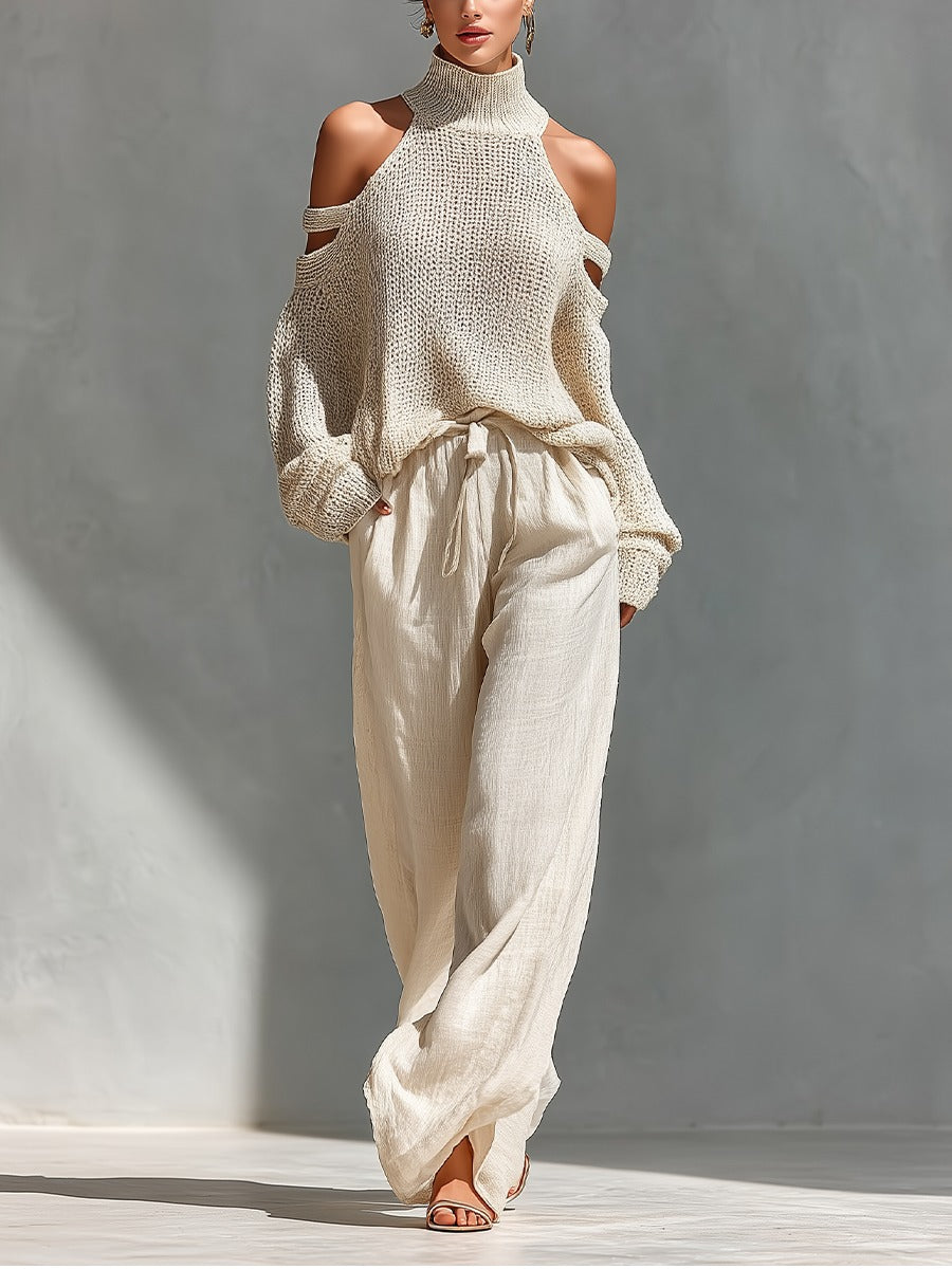 Alessia | Off-Shoulder Zweiteiler mit Weiten Hosen