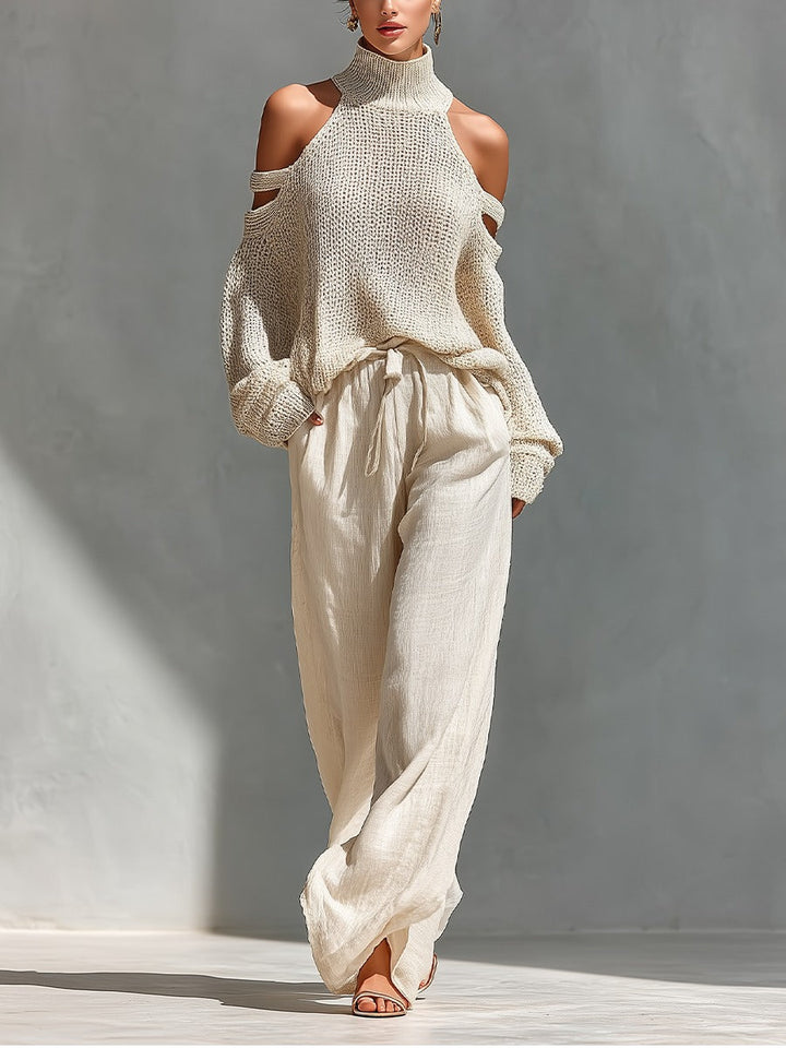 Alessia | Off-Shoulder Zweiteiler mit Weiten Hosen