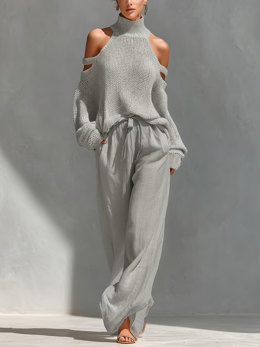Alessia | Off-Shoulder Zweiteiler mit Weiten Hosen