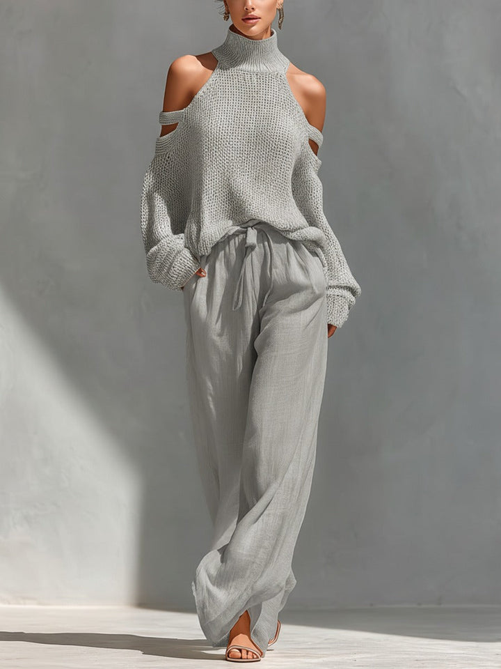 Alessia | Off-Shoulder Zweiteiler mit Weiten Hosen