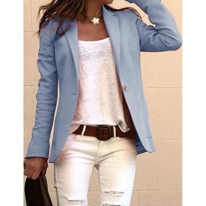 Almut Damen Blazer mit Reverskragen und Einknopfverschluss – Blau