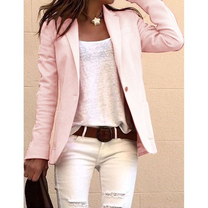 Almut Damen Blazer mit Reverskragen und Einknopfverschluss – Rosa