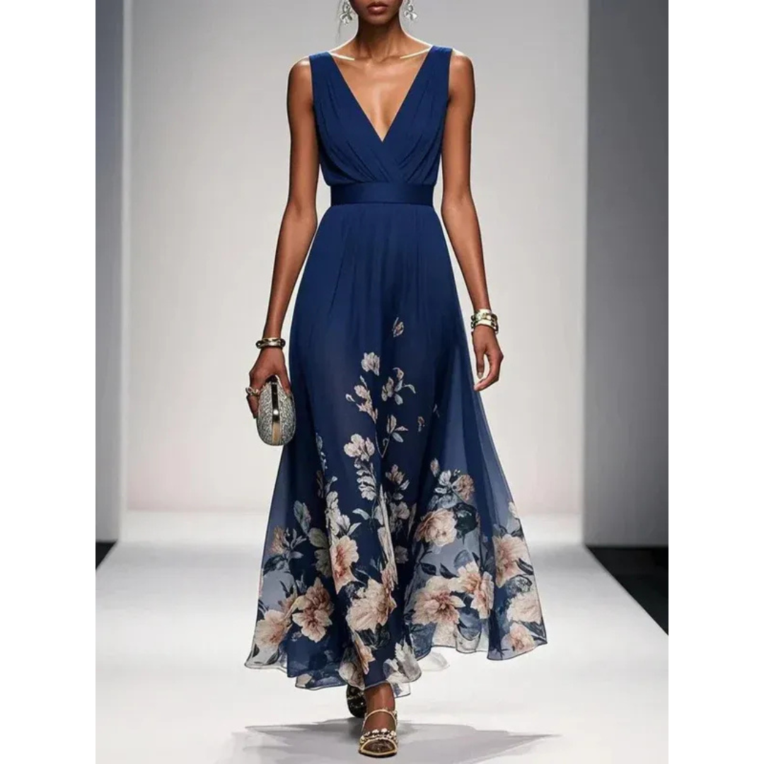 Alva | Blumenmuster Maxikleid für Feste