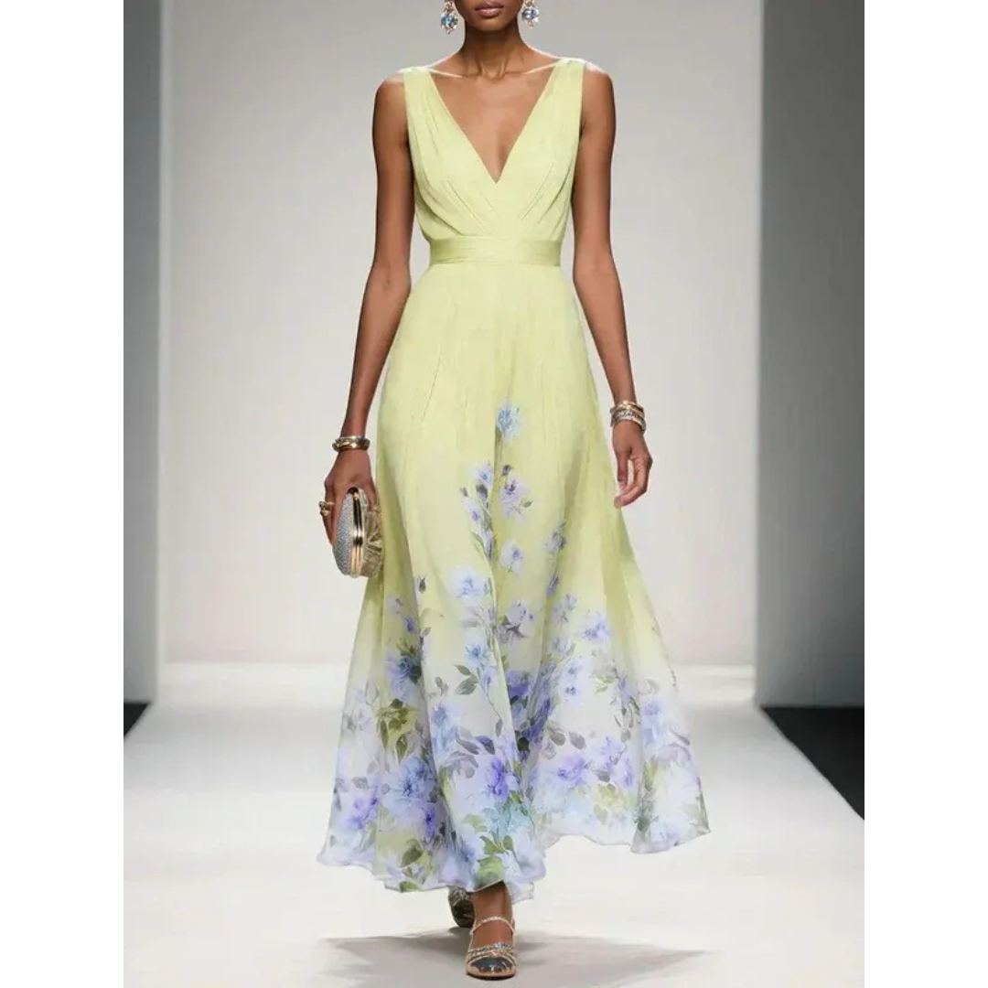 Alva | Blumenmuster Maxikleid für Feste