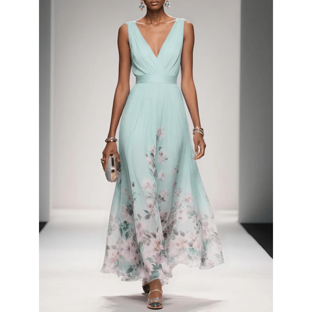 Alva | Blumenmuster Maxikleid für Feste