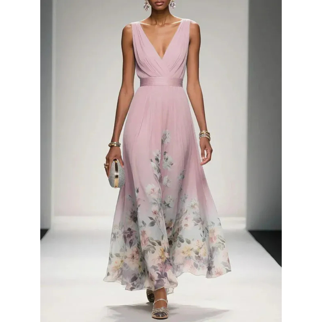 Alva | Blumenmuster Maxikleid für Feste