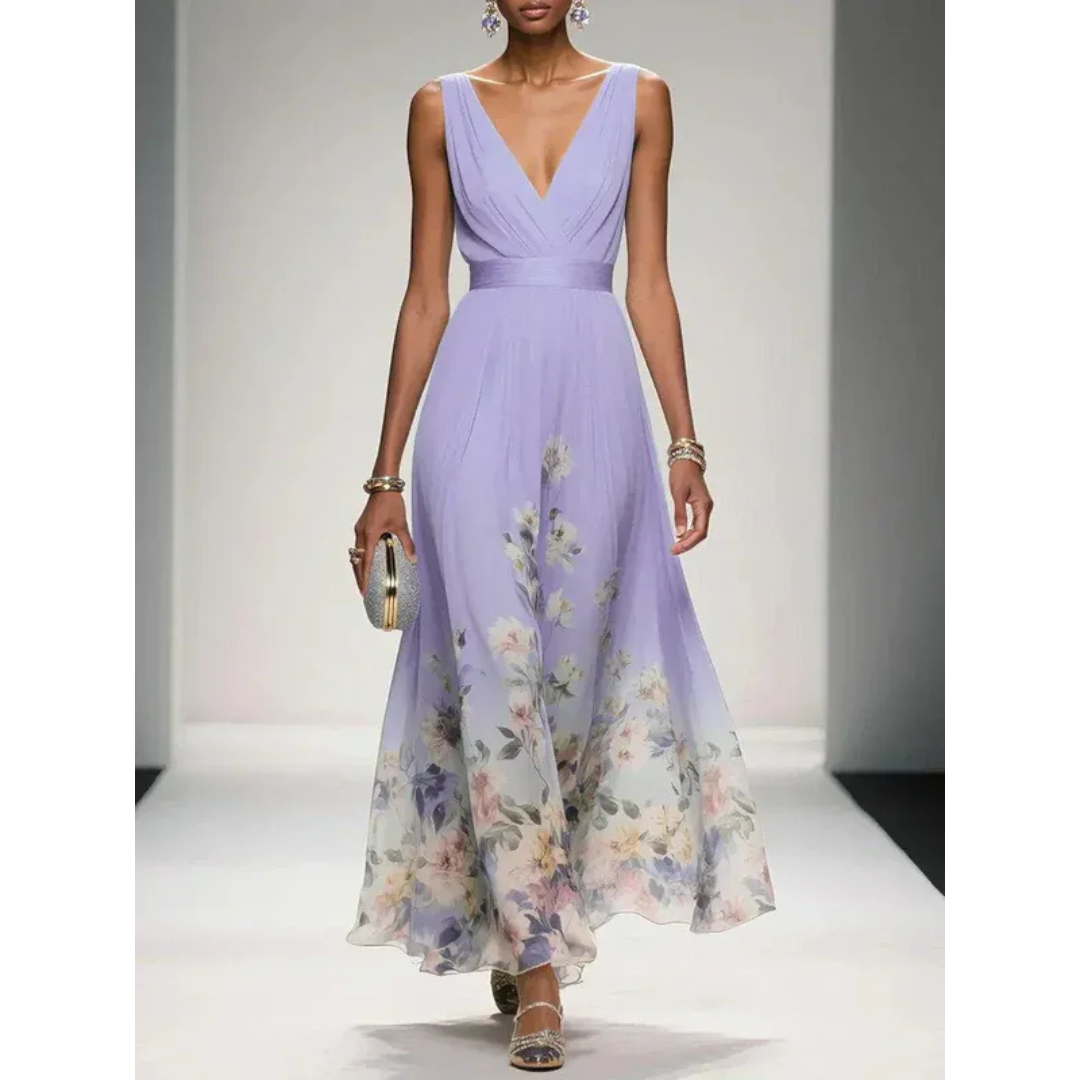 Alva | Blumenmuster Maxikleid für Feste