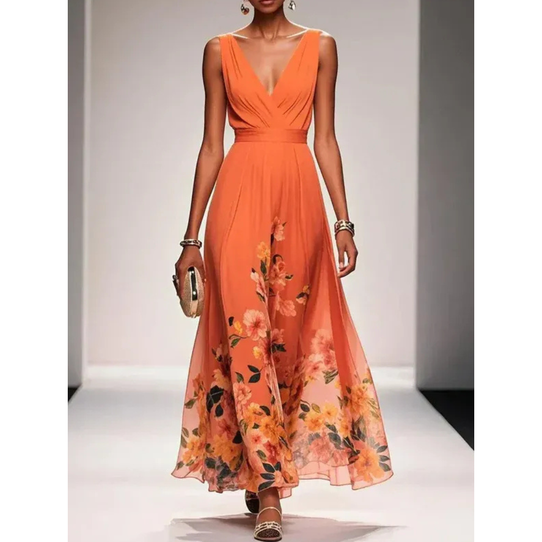 Alva | Blumenmuster Maxikleid für Feste