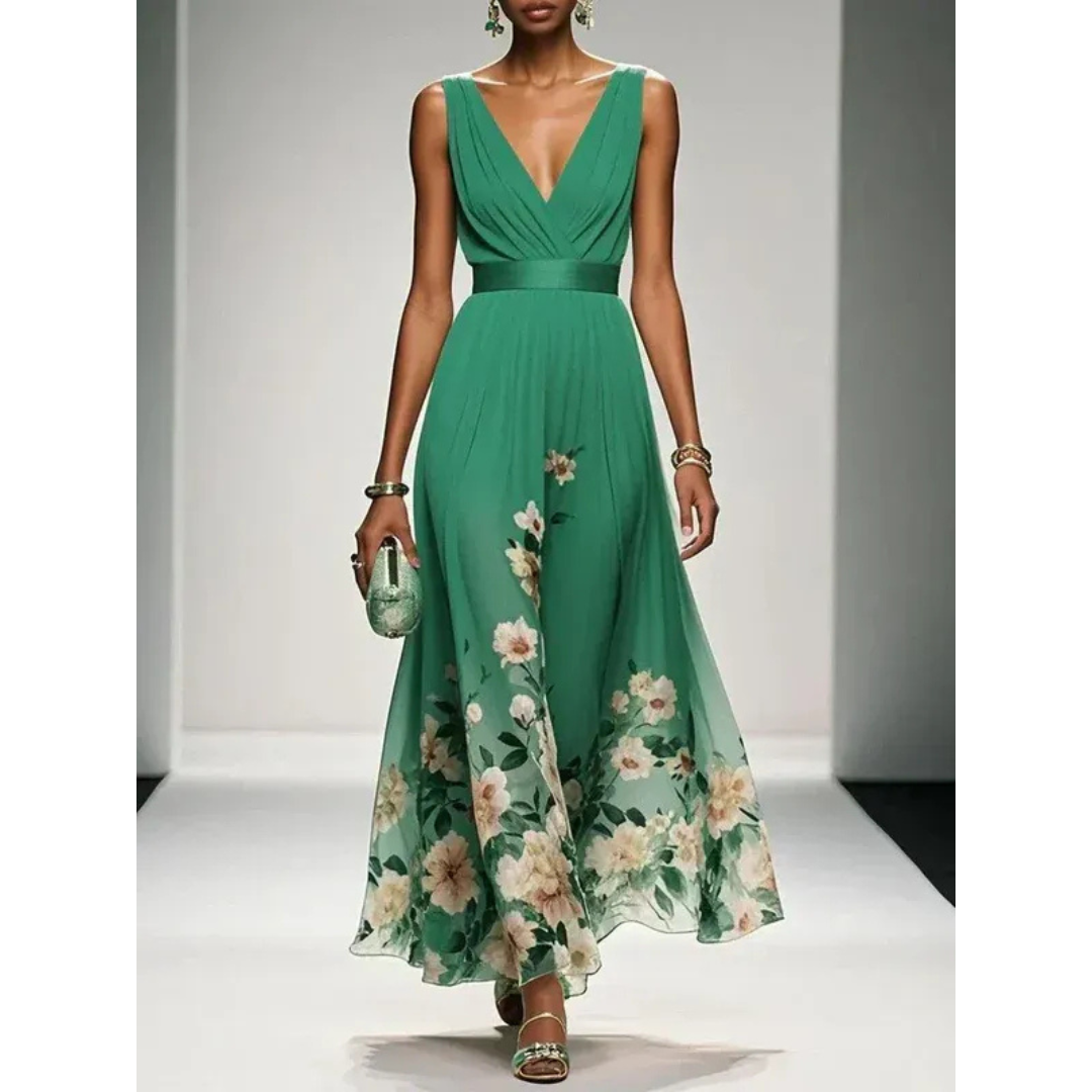 Alva | Blumenmuster Maxikleid für Feste