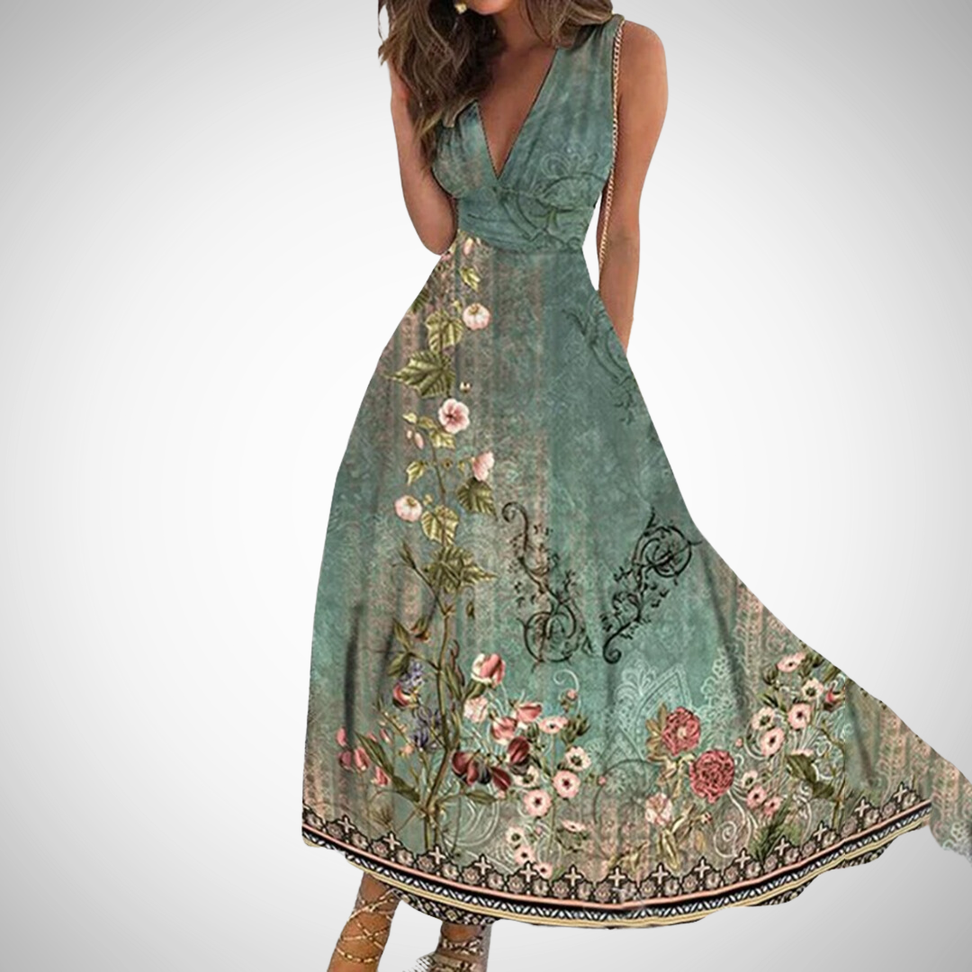 Angelika | Damen Florales Maxikleid