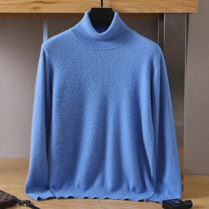 Anja Damen Feinstrick-Rollkragenpullover – Blau