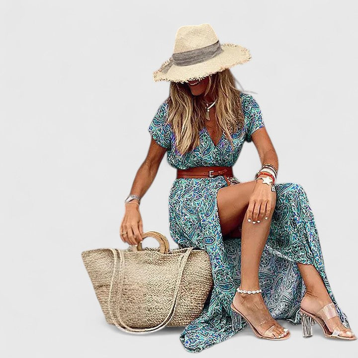 Anke | Damen luftiges Boho Maxikleid