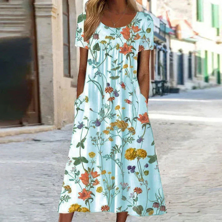 Annabella | Damen Blumenverziertes Midi Sommerkleid