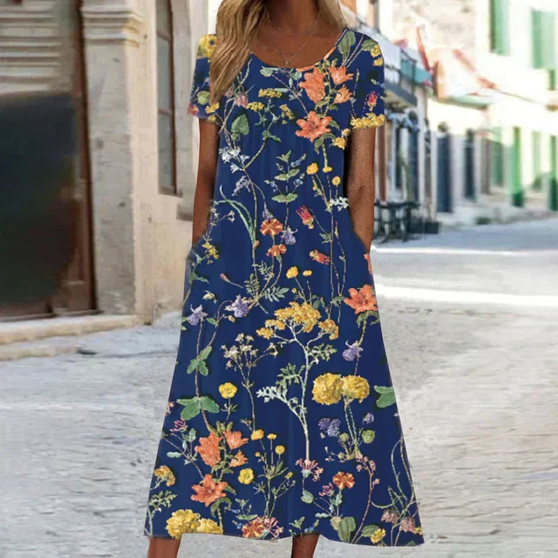 Annabella | Damen Blumenverziertes Midi Sommerkleid