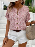 Annika | Damen Sommer Kurzarm Bluse mit Knopfleiste