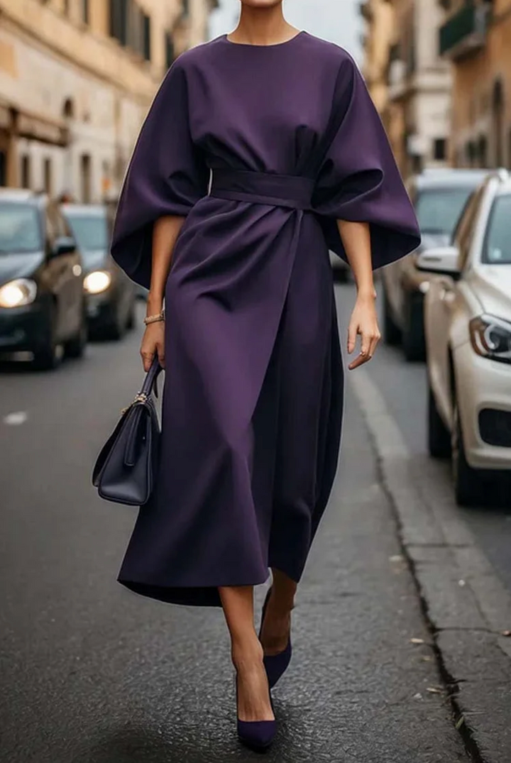 Annika | Damen taillenbetontes Midikleid mit Bindegürtel