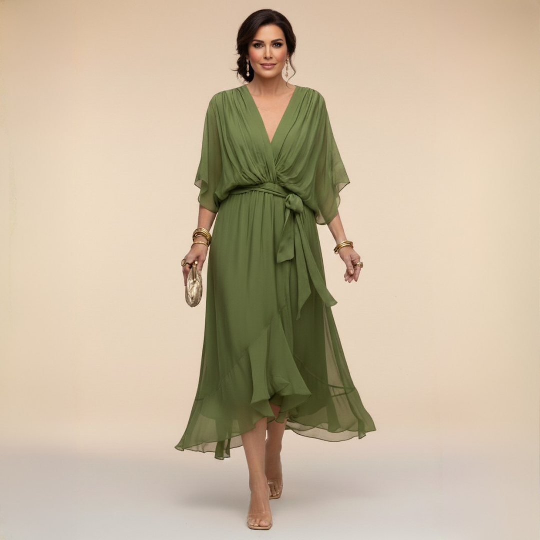Annika | V-Ausschnitt Wickelkleid Midi
