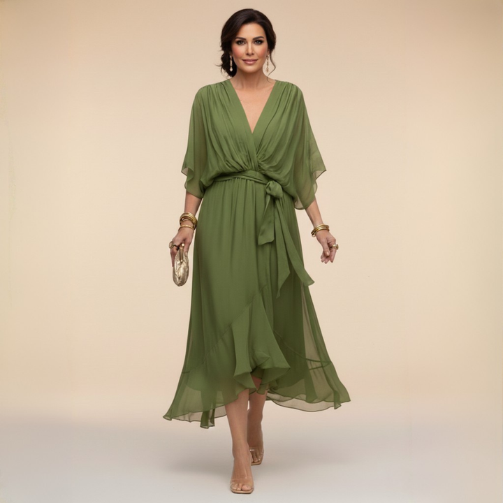 Annika | V-Ausschnitt Wickelkleid Midi