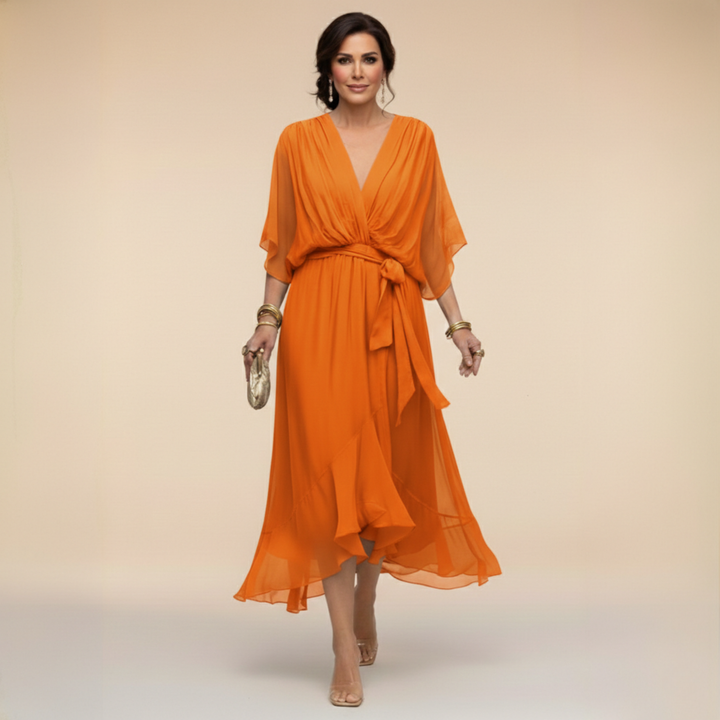 Annika | V-Ausschnitt Wickelkleid Midi
