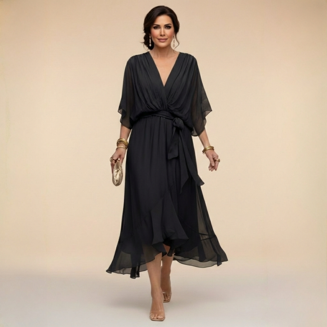 Annika | V-Ausschnitt Wickelkleid Midi