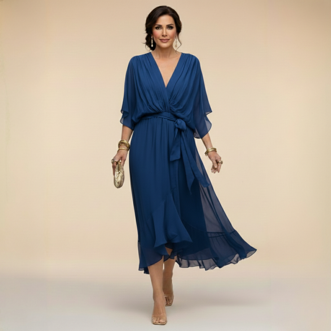 Annika | V-Ausschnitt Wickelkleid Midi