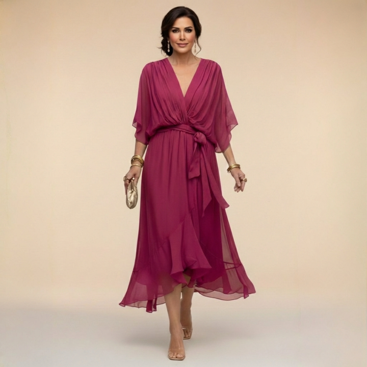 Annika | V-Ausschnitt Wickelkleid Midi