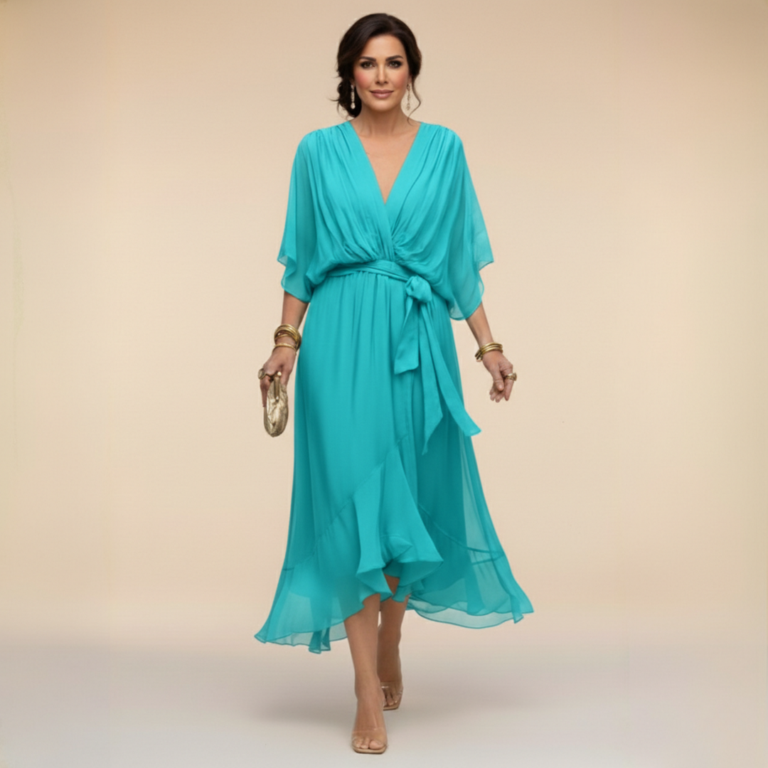 Annika | V-Ausschnitt Wickelkleid Midi