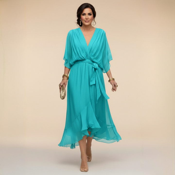Annika | V-Ausschnitt Wickelkleid Midi