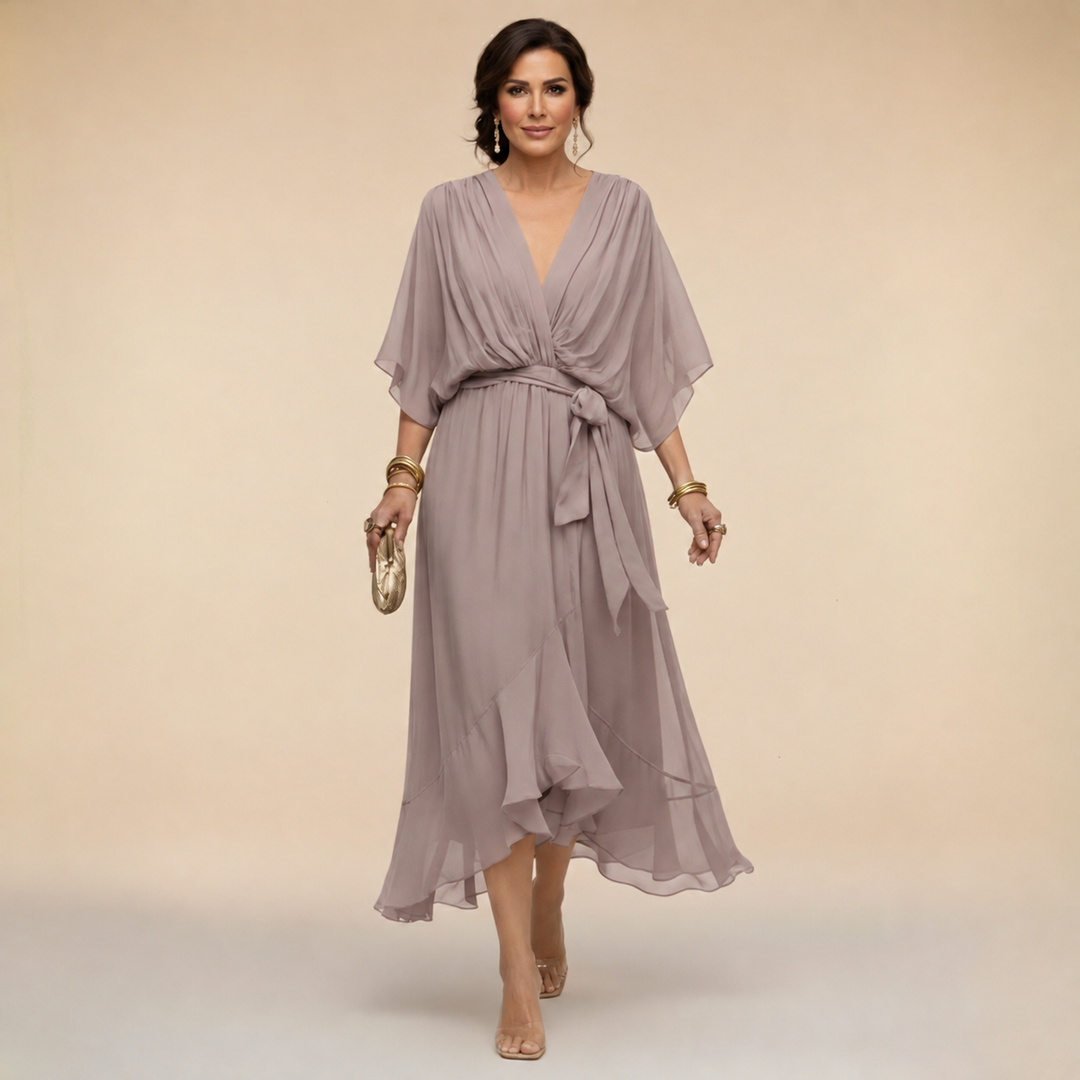 Annika | V-Ausschnitt Wickelkleid Midi