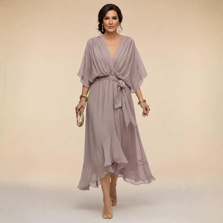 Annika | V-Ausschnitt Wickelkleid Midi