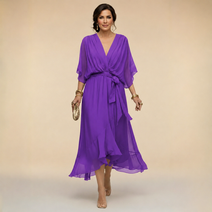 Annika | V-Ausschnitt Wickelkleid Midi