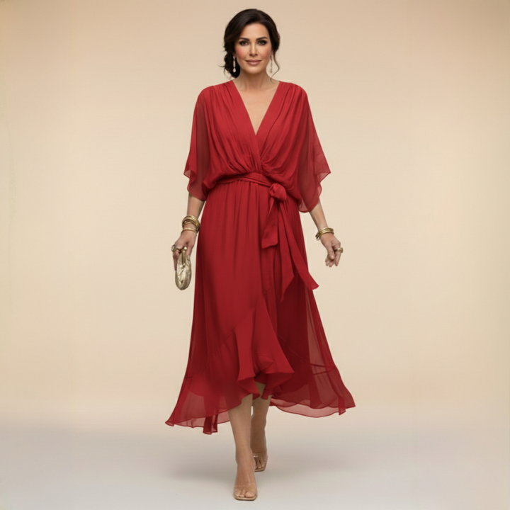 Annika | V-Ausschnitt Wickelkleid Midi