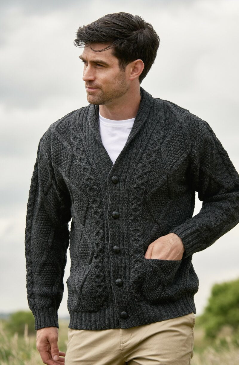 Ansgar Herren Aran-Strickjacke mit Knöpfen