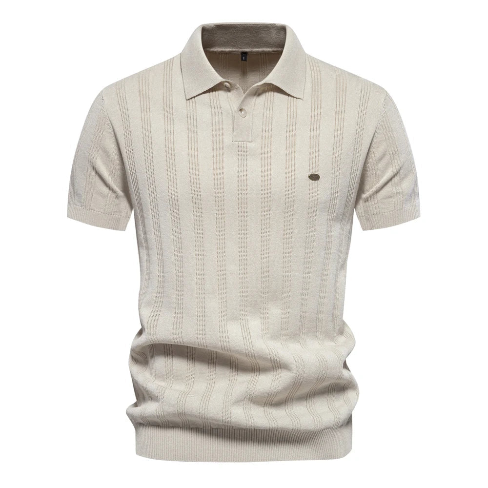Anton | Herren Strick Poloshirt mit Streifen