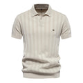 Anton | Herren Strick Poloshirt mit Streifen