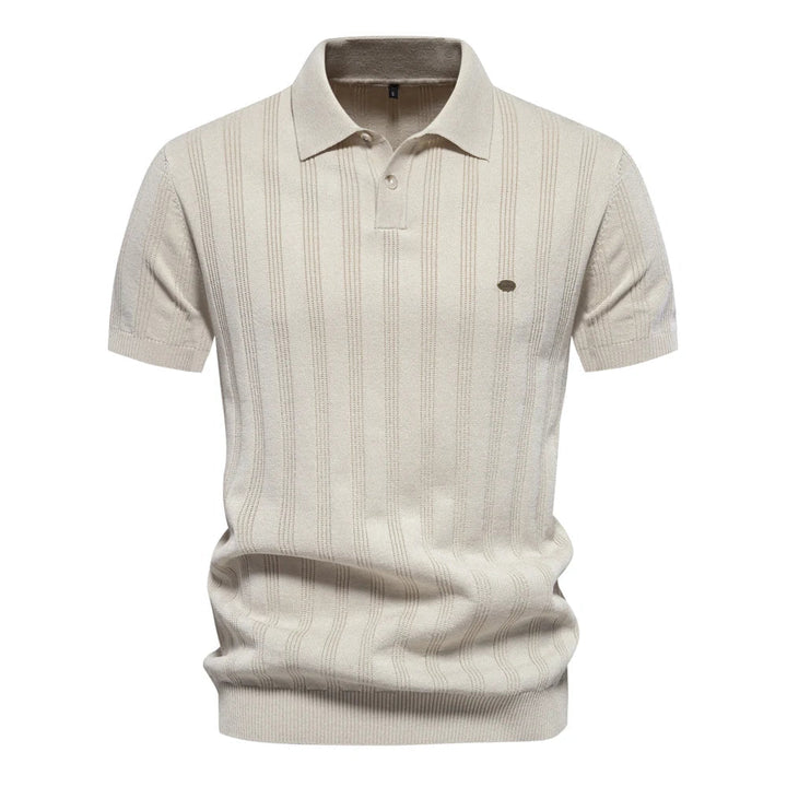Anton | Herren Strick Poloshirt mit Streifen