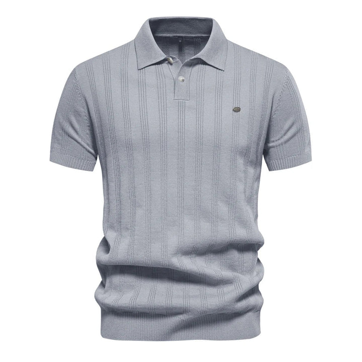Anton | Herren Strick Poloshirt mit Streifen