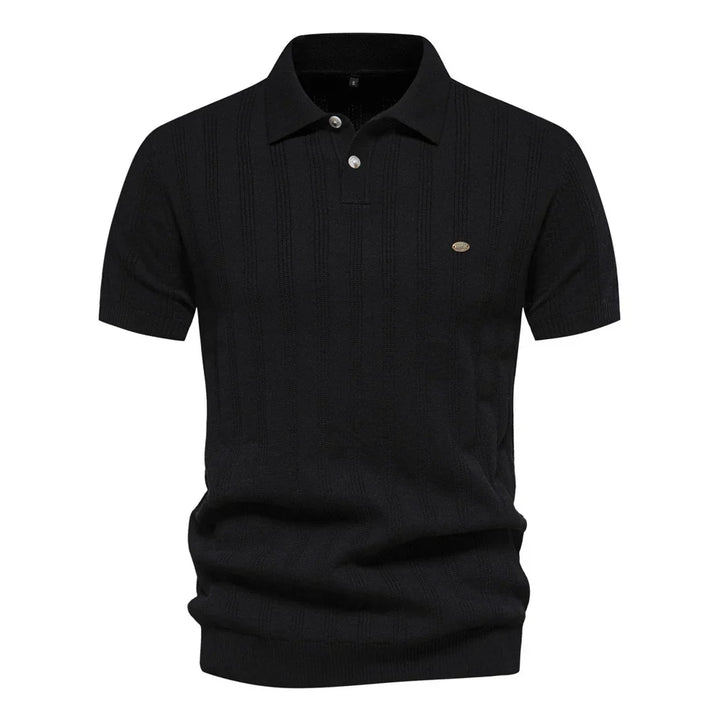 Anton | Herren Strick Poloshirt mit Streifen