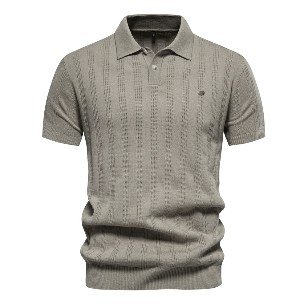 Anton | Herren Strick Poloshirt mit Streifen