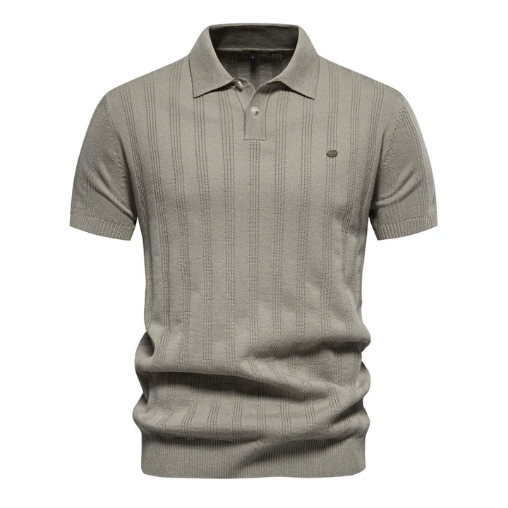 Anton | Herren Strick Poloshirt mit Streifen