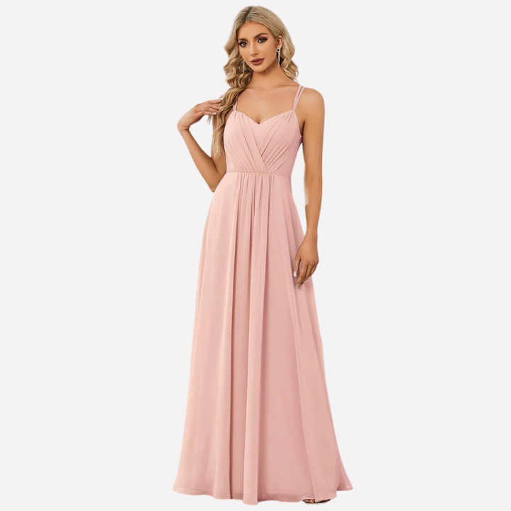 Aurelie | Damen fließendes Maxikleid mit Herzausschnitt